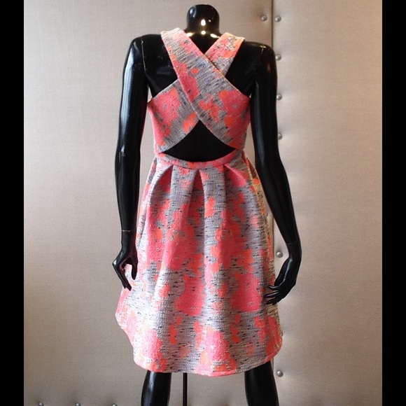Eva Franco Cross Back Neon Floral Dress - Picture 2 of 3